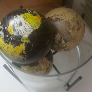 3 small decorative globes